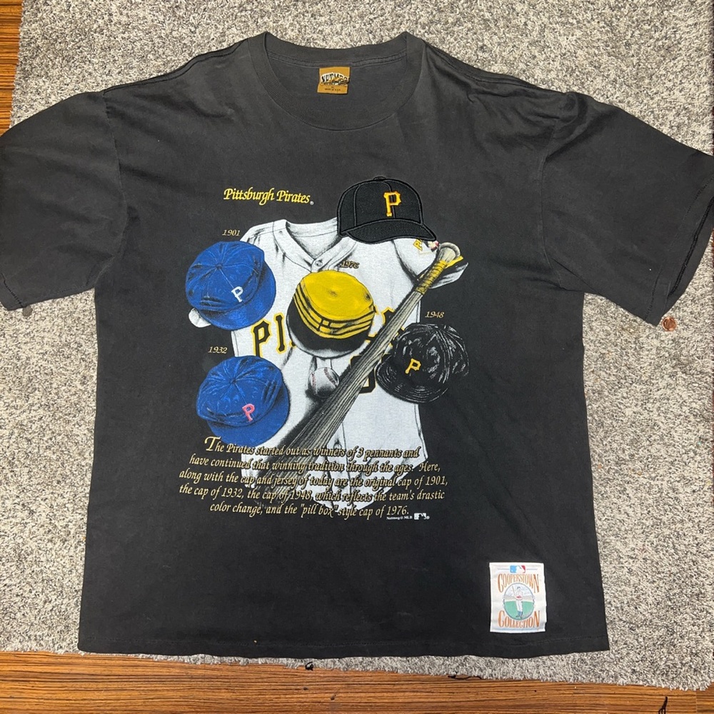 Vintage Authentic 90s Pittsburgh Pirates Nutmeg Uniforms History Jersey T-shirt